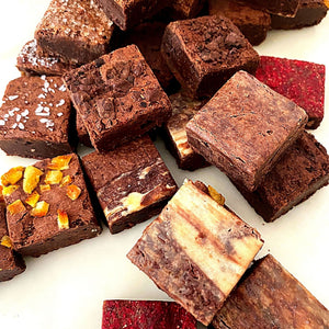 Marketing gifts made of decadent chocolate. Gourmet brownies made by social enterprise.